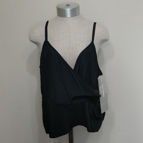 NWT Chelsea 28 Black Satin Cami Tank Top in XL - Picture 2 of 8